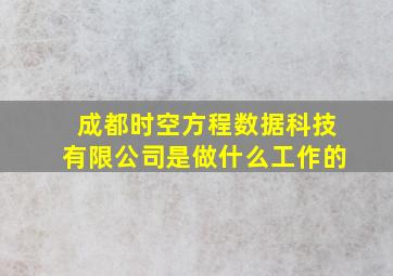 成都时空方程数据科技有限公司是做什么工作的