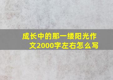 成长中的那一缕阳光作文2000字左右怎么写