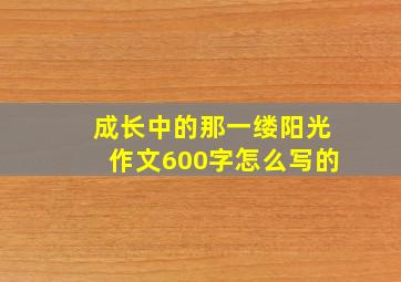 成长中的那一缕阳光作文600字怎么写的