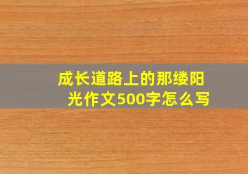 成长道路上的那缕阳光作文500字怎么写