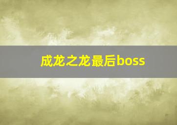 成龙之龙最后boss