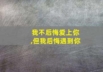 我不后悔爱上你,但我后悔遇到你