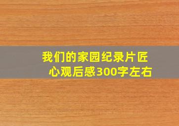 我们的家园纪录片匠心观后感300字左右