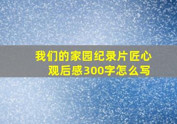 我们的家园纪录片匠心观后感300字怎么写