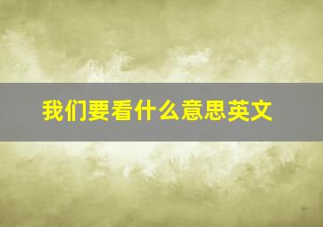 我们要看什么意思英文