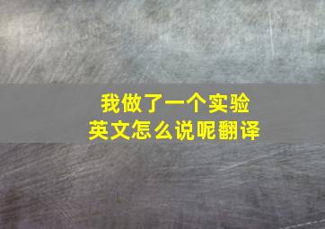 我做了一个实验英文怎么说呢翻译