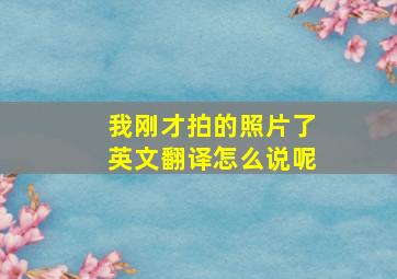 我刚才拍的照片了英文翻译怎么说呢