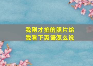 我刚才拍的照片给我看下英语怎么说