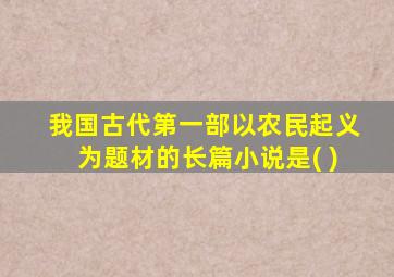 我国古代第一部以农民起义为题材的长篇小说是( )