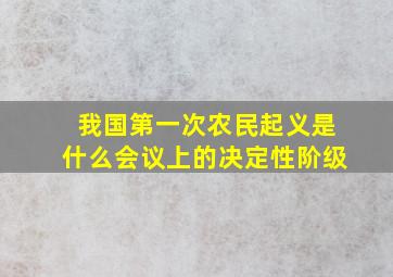 我国第一次农民起义是什么会议上的决定性阶级