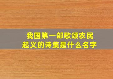 我国第一部歌颂农民起义的诗集是什么名字