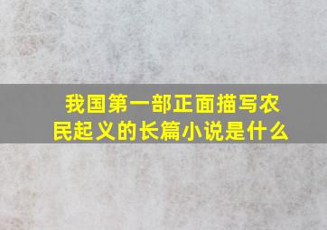 我国第一部正面描写农民起义的长篇小说是什么