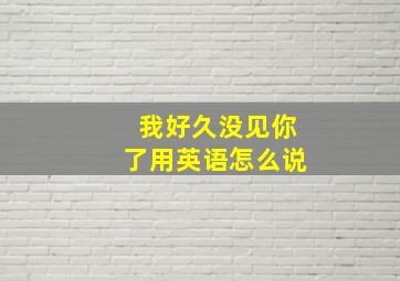 我好久没见你了用英语怎么说