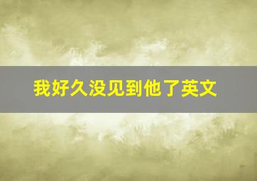 我好久没见到他了英文