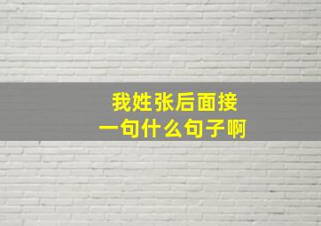 我姓张后面接一句什么句子啊