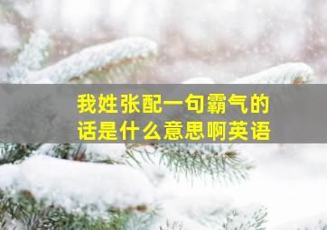 我姓张配一句霸气的话是什么意思啊英语