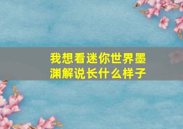 我想看迷你世界墨渊解说长什么样子