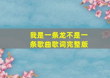 我是一条龙不是一条歌曲歌词完整版