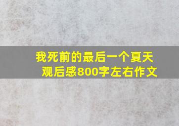 我死前的最后一个夏天观后感800字左右作文