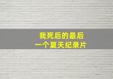 我死后的最后一个夏天纪录片