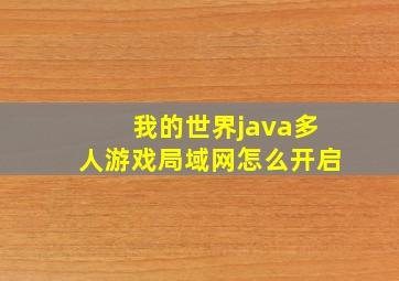 我的世界java多人游戏局域网怎么开启