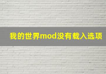 我的世界mod没有载入选项