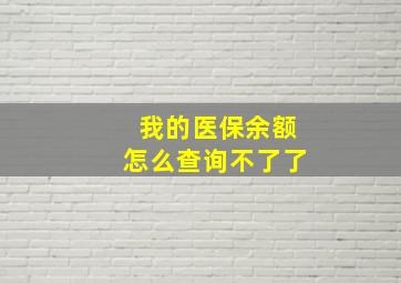 我的医保余额怎么查询不了了