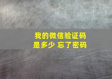 我的微信验证码是多少 忘了密码