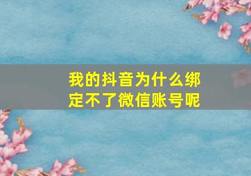 我的抖音为什么绑定不了微信账号呢