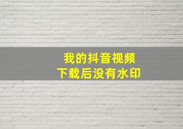 我的抖音视频下载后没有水印