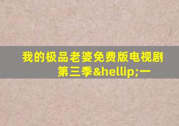 我的极品老婆免费版电视剧第三季…一