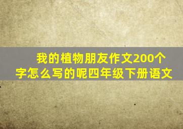 我的植物朋友作文200个字怎么写的呢四年级下册语文