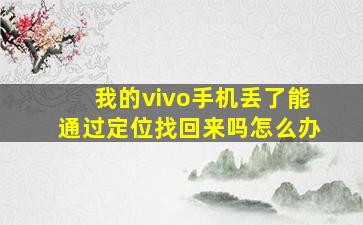 我的vivo手机丢了能通过定位找回来吗怎么办