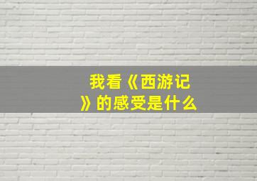 我看《西游记》的感受是什么