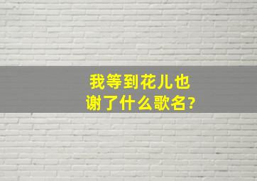 我等到花儿也谢了什么歌名?