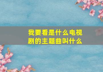 我要看是什么电视剧的主题曲叫什么