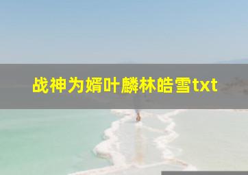 战神为婿叶麟林皓雪txt