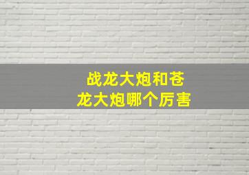 战龙大炮和苍龙大炮哪个厉害