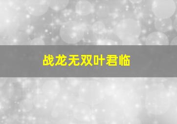 战龙无双叶君临