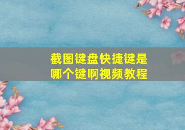 截图键盘快捷键是哪个键啊视频教程