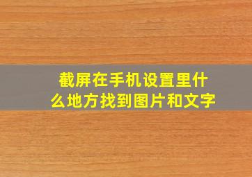 截屏在手机设置里什么地方找到图片和文字