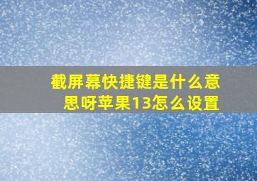 截屏幕快捷键是什么意思呀苹果13怎么设置