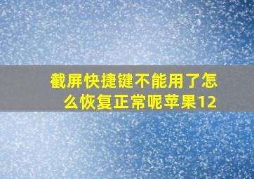 截屏快捷键不能用了怎么恢复正常呢苹果12