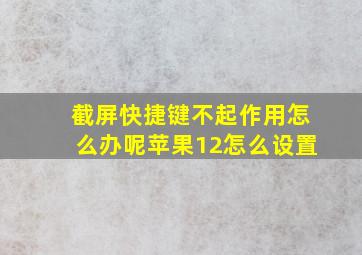 截屏快捷键不起作用怎么办呢苹果12怎么设置