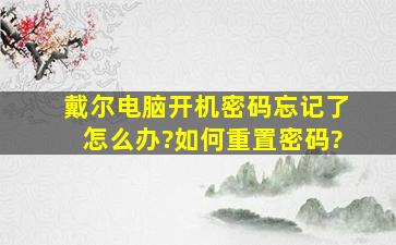 戴尔电脑开机密码忘记了怎么办?如何重置密码?