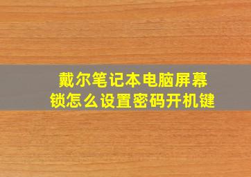 戴尔笔记本电脑屏幕锁怎么设置密码开机键