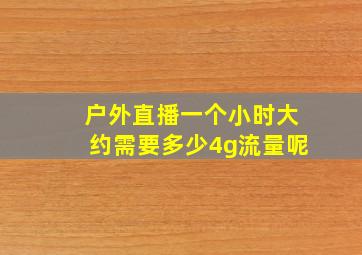 户外直播一个小时大约需要多少4g流量呢