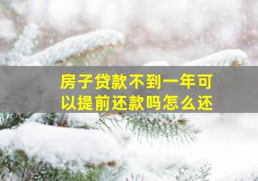 房子贷款不到一年可以提前还款吗怎么还