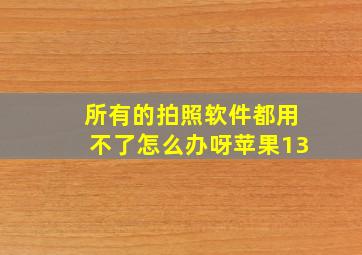 所有的拍照软件都用不了怎么办呀苹果13