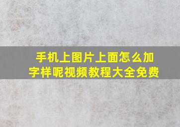 手机上图片上面怎么加字样呢视频教程大全免费